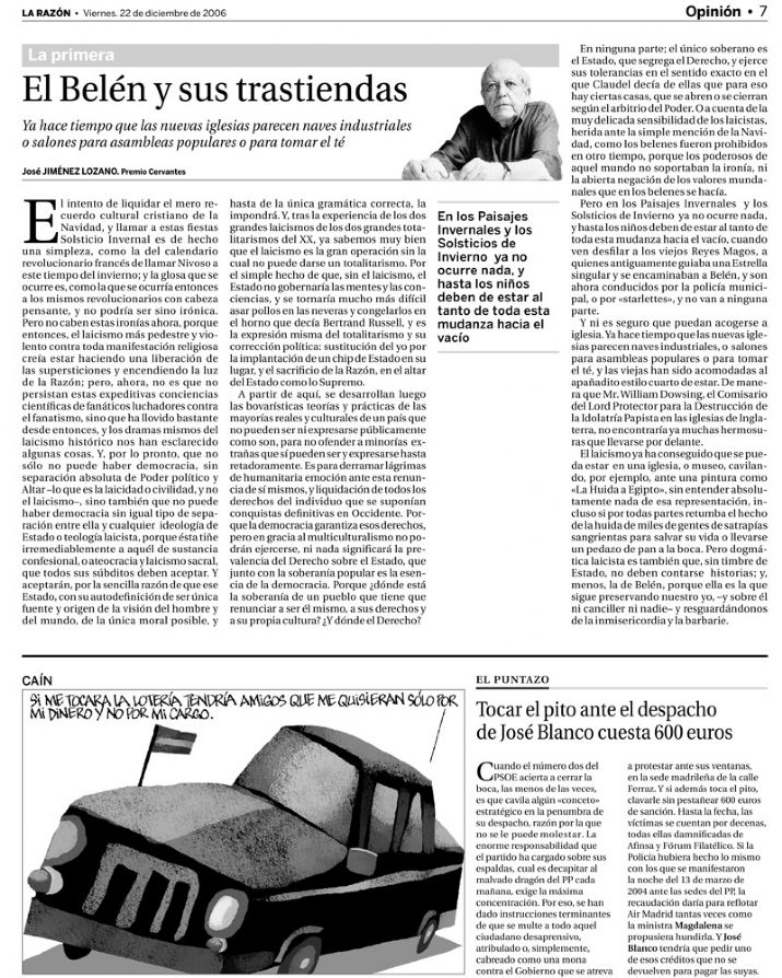 �El Bel�n y sus trastiendas�, La Raz�n, 22-XII, p.7.